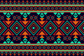 Pixel art pattern seamless for Fabric geometric ethnic pattern seamless,Pixel pattern art wallpaper Background, Design for fabric, curtain, carpet ,geometry seamless pattern art illustration