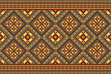 Pixel art pattern seamless for Fabric geometric ethnic pattern seamless,Pixel pattern art wallpaper Background, Design for fabric, curtain, carpet ,geometry seamless pattern art illustration