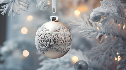 Christmas Tree with Shiny Red and Gold Ornaments