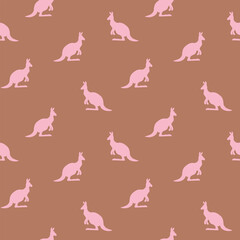 Seamless pattern with Kangaroo silhouette on color background. Vector illustration for card design, poster, fabric, textile. Pray for Australia and animals