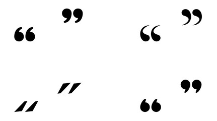 Minimalistic design featuring large black quotation marks, showcasing a bold typographic style. Vector illustration.