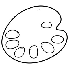 Hand drawn doodle palette on white background.