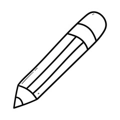 Hand drawn doodle pencil with eraser on white background.