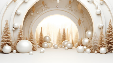3D scene gold deer with white background in christmas theme