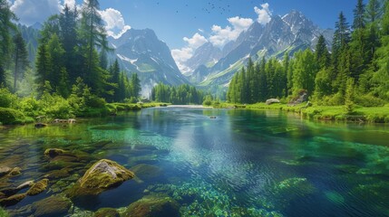 natural Landscape With a Crystal clear river