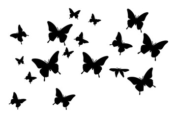 Fototapeta premium PNG Butterflies silhouette flying animal.