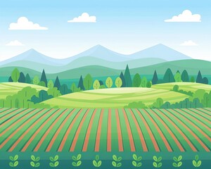Obraz premium Land resources, impact of agriculture and development, flat design illustration