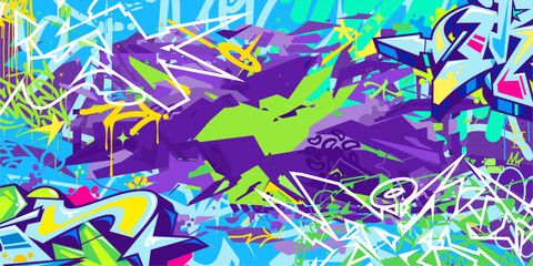 Cool Trendy Abstract Hip Hop Urban Street Art Graffiti Style Vector Illustration Background Template