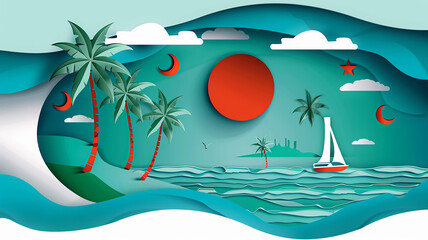 Maldives independence day vector art, paper cut style, national pride,