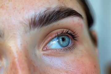 Fototapeta premium elegant woman showcasing perfect eyebrow lamination, exuding confidence and beauty