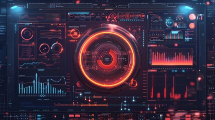 Obraz premium A dynamic digital interface with bright colors and communication elements.