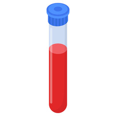 Isometric Test Tube with Blood Sample