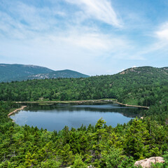 A Glacial Lake in Acadia National Park Maine With a Forest