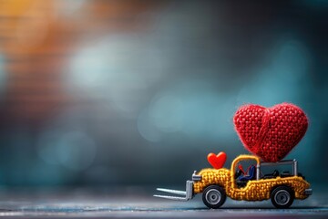 Red heart on forklift truck  perfect Valentines Day gift. - Powered by Adobe