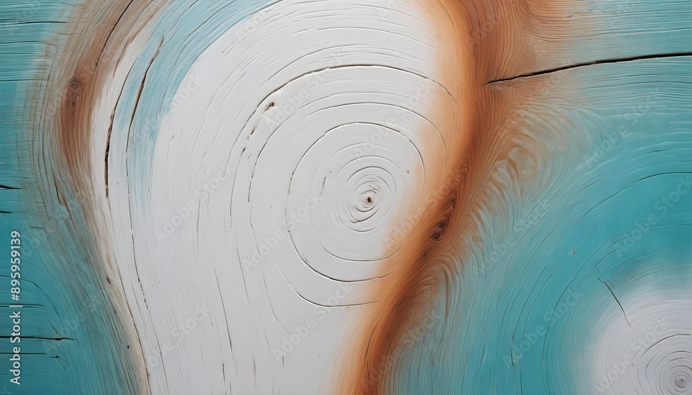 Wall mural a close-up view of a human eye with a spiral pattern in the iris, surrounded by a blurred blue and o