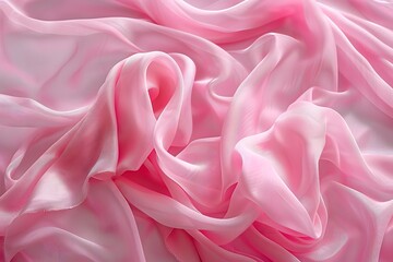 Obraz premium Soft and Flowing Pink Silk Fabric Draped Elegantly