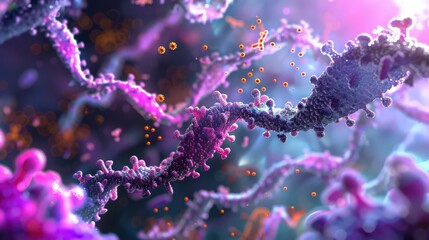 Fototapeta premium Detailed view of DNA repair mechanisms, highlighting how the double helix detects and corrects errors during DNA replication