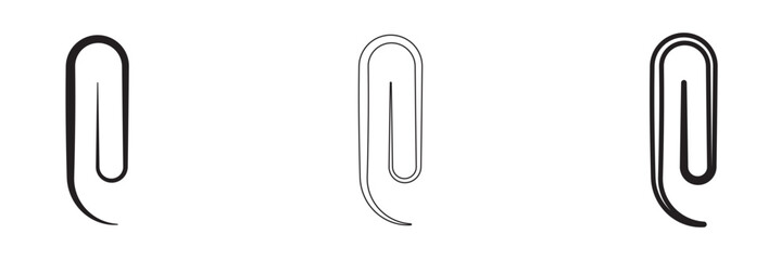 black isolated icon of paper clip icon on a white background 
