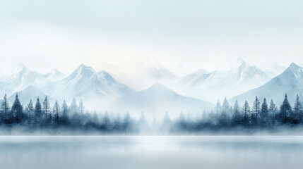 A mountain range with a lake in the foreground