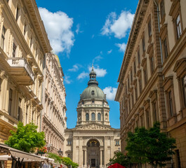 West facade of St. Stephen’  Basilica (Szent Istvan), Budapest, Hungary. Named aftzer the fist king of hungary