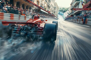High-Speed Action at the Monaco Grand Prix: A Formula 1 Car in Motion