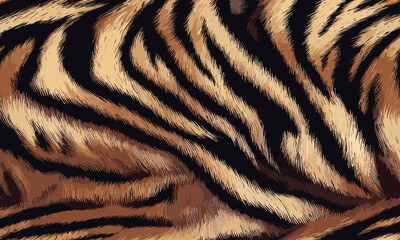 Tiger Skin Pattern Vector Illustration Wild Texture. Animal Striped Skin Fur Pattern Texture...