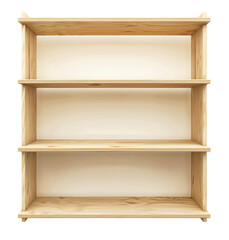 A simple empty wooden bookshelf with four shelves on each side, isolated on a transparent background and viewed from the top.