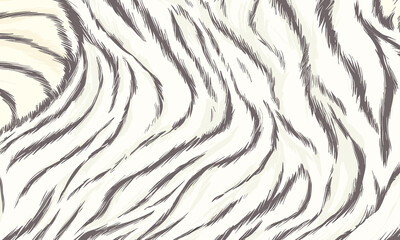Elegant White Tiger Skin Pattern Vector Illustration With Seamless Design. Animal Striped Skin Fur Pattern Texture Background