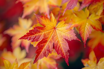 Vibrant Autumn Leaves in Shades of Red and Yellow