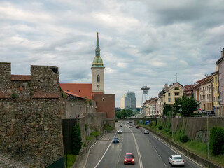 Obraz premium St Martin's Cathedral in the historical city center of Bratislava below Bratislava Castle, Slovakia