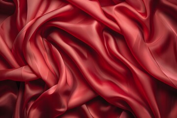 Luxurious Red Satin Fabric Draped Elegantly
