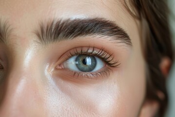 Obraz premium elegant woman showcasing perfect eyebrow lamination, exuding confidence and beauty