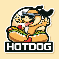 Hotdog Logo Mascot Design with a Happy Cartoon Dog and Giving a Thumbs Up