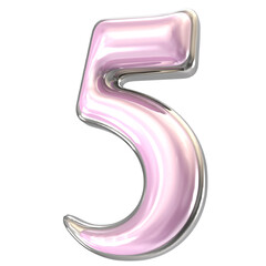 5 Number 3D Render 
