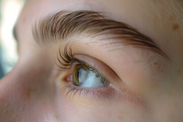 Obraz premium elegant woman showcasing perfect eyebrow lamination, exuding confidence and beauty