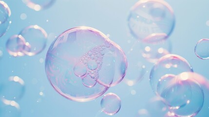 Abstract Blue and White Bubbles