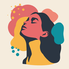 Abstract portrait of a beautiful woman vector flat illustration avatar for social networks, print, poster