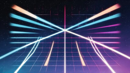 cool retrowave or synthwave style poster wallpaper background, night grid poster