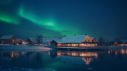 Fototapeta premium Aurora Night View: A Professional Travel Photo