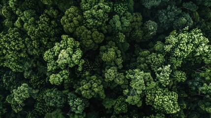 Aerial view of a lush green forest canopy creating a beautiful textured pattern