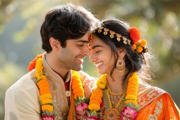 indian couple dressed in traditional attire
