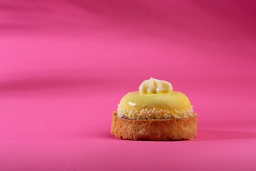 Cute sweet delicious cupcake on desk