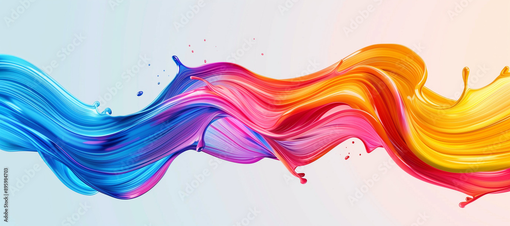 Fototapete color brush paint ribbon stroke swirl abstract splash background wave. brush brushstroke color ribbo