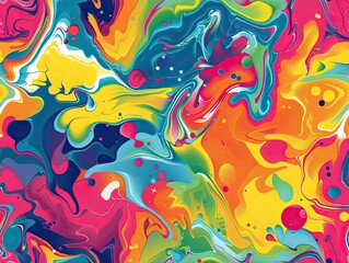Obraz premium Bright fluid paint flat pattern Dynamic liquid shapes seamless background