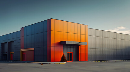 Fototapeta premium exterior of a modern warehouse with a small office unit