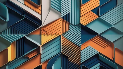 Obraz premium Seamless 3D Geometric Wallpaper Pattern Design