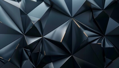 Geometric Abstract Art of Dark Triangular Shapes with Gradient Lighting, Modern Architectural Pattern, Background with Copy Space