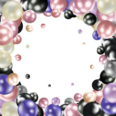 Splash of colored pearl pearls. Festive background. Photo frame. eps 10