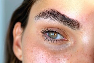 Obraz premium elegant woman showcasing perfect eyebrow lamination, exuding confidence and beauty