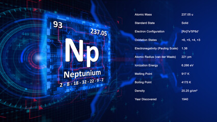 Modern periodic table element Neptunium illustration